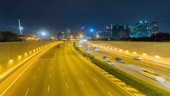 4K延时:新加坡中央商务区交通高速公路