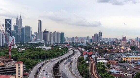 延时交通马来西亚城市平移离开视频4k