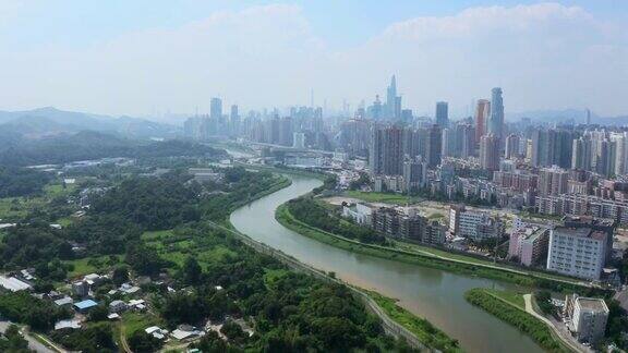 鸟瞰图的城市景观在深圳城市中国