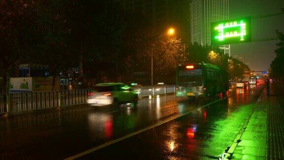 夜光武汉城市交通街道侧全景4k中国
