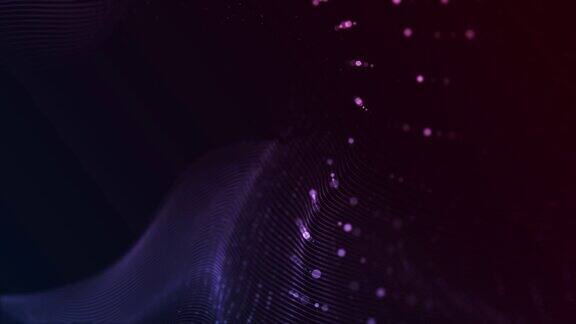 紫色抽象背景与彩色光迹未来动态数据流的技术概念