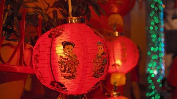 在中国新年的节日里中国的灯笼