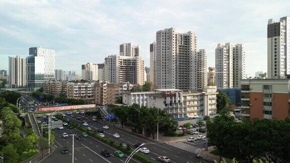 福州城市道路交通景观鸟瞰图