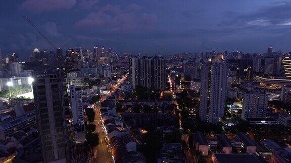 延时广角航拍新加坡夜景