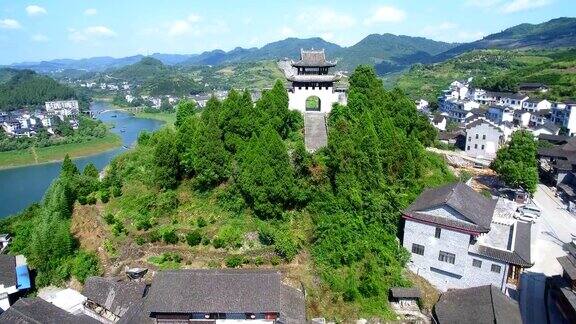 中国湖北芙蓉古镇鸟瞰图