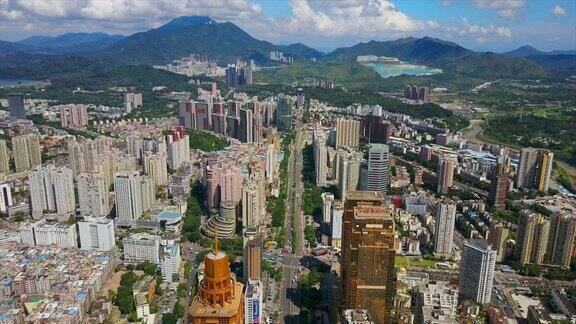 中国晴天深圳市景交通道路航拍全景4k