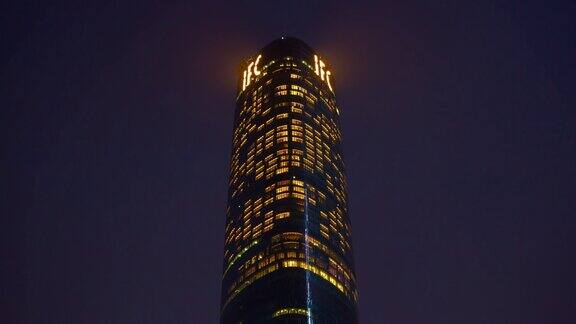 夜景广州ifc大厦顶级豪华酒店全景4k时光中国