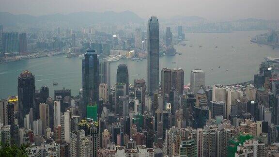 香港城市的视频从白天到晚上的时间间隔为4K