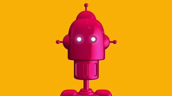 复古未来风格的机器人头有趣的科技人物设计概念艺术在线助手机器人或助手时尚渲染3d动画