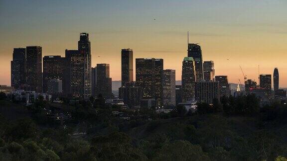 洛杉矶市中心时间流逝黄昏到黄昏