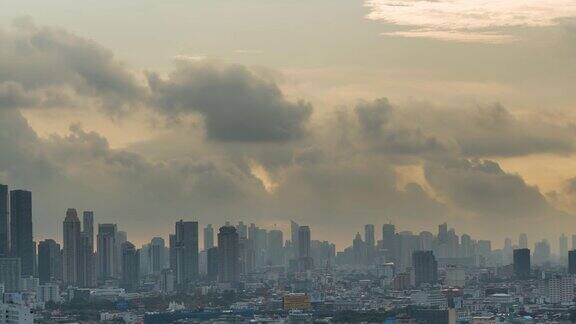 4K时间流逝的曼谷城市景观与阳光在早上