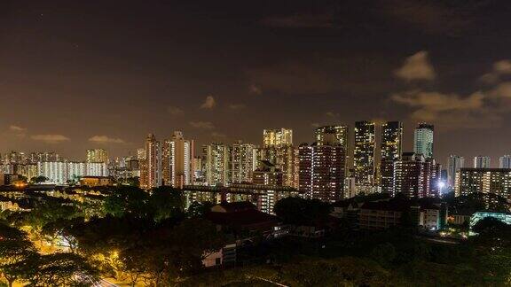 新加坡市中心的黄昏夜景时间流逝