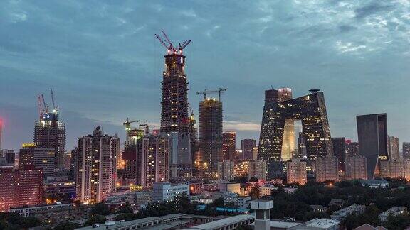 北京市中心的TU视图昼夜转换北京中国