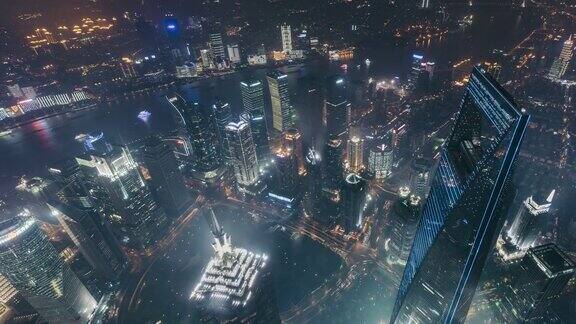 ZO高角度上海市中心夜景上海中国