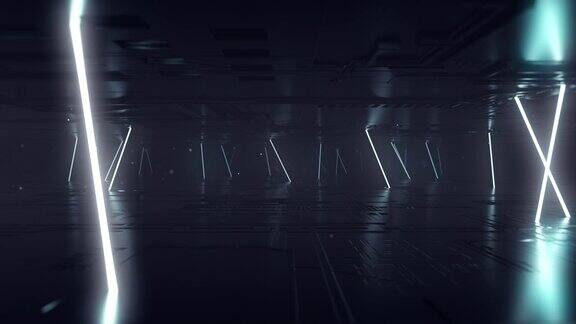 3d渲染发光线隧道霓虹灯虚拟现实抽象背景