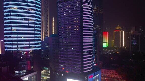 夜光南京市区著名建筑航拍全景4k中国