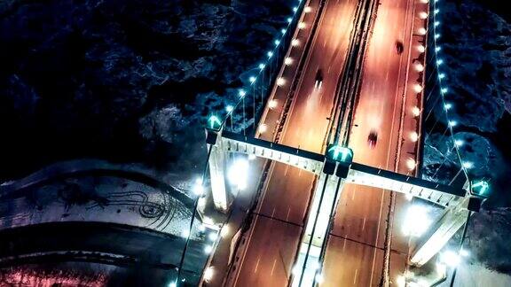 明尼阿波利斯空中时光流逝-亨内平桥和市中心