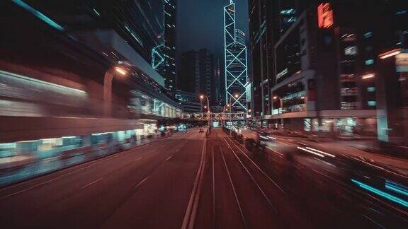 4K分辨率时间推移在香港城市有轨电车快速运动香港商业和运输