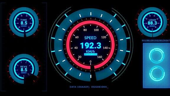 抬头显示未来的汽车界面与速度距离指标