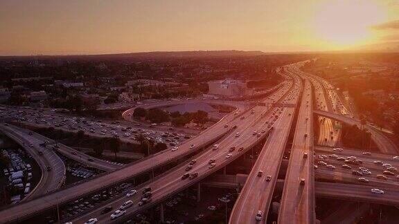 日落时分10110交汇处洛杉矶航拍
