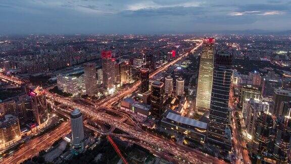 RLPAN戏剧性的北京城市景观从夜晚到白天的过渡