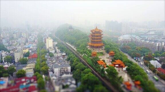 白天武汉市贫民窟居住街区黄鹤庙航拍全景4k倾斜移位中国