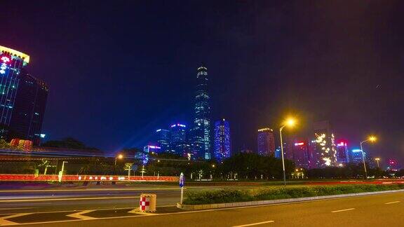 夜光照亮深圳交通街道全景4k时间的中国