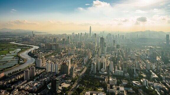 中国深圳航拍城市建筑和自然风光