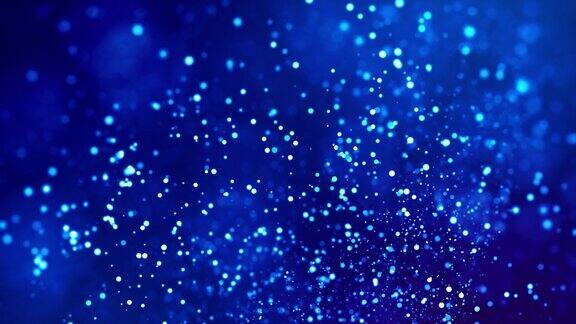 神奇的蓝色发光粒子在粘性液体中流动闪闪发光科幻小说4k3d科幻背景闪烁粒子景深和散景光磨作为alpha通道134