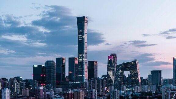 ZO鸟瞰图北京和市中心白天到夜晚过渡北京中国