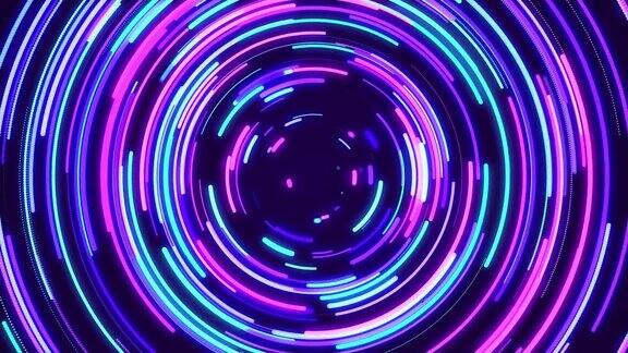 抽象圆形霓虹灯背景可循环