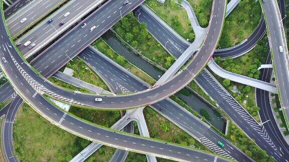 城市立体立交桥道路局部交通景观鸟瞰图