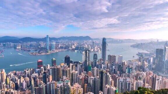 4K时间流逝鸟瞰图维多利亚港香港