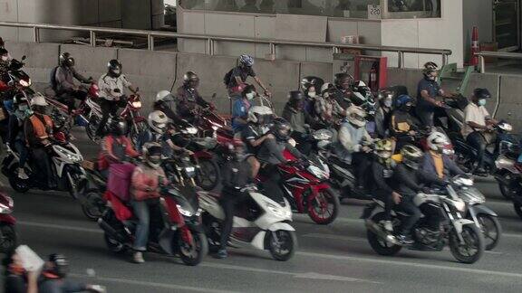 曼谷的摩托车交通慢镜头