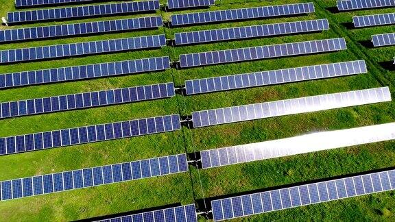 无人机视图太阳能电池板太阳反射面板奥斯汀德克萨斯州