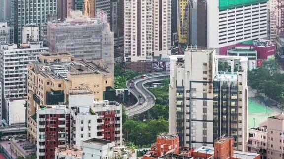 时间流逝的香港城市景观与公路交通