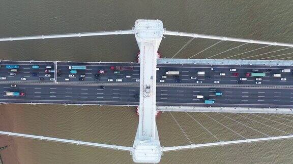 广州南沙大桥黄昏高角度航拍