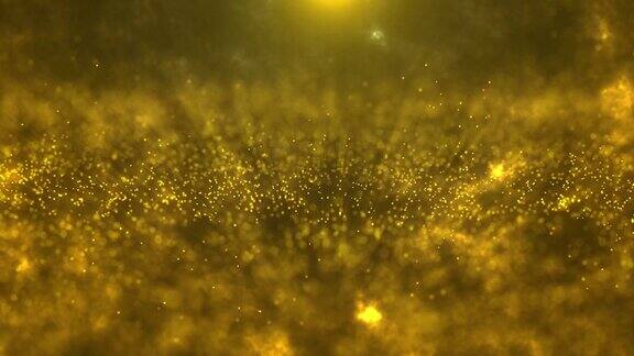 抽象粒子发光背景与金色