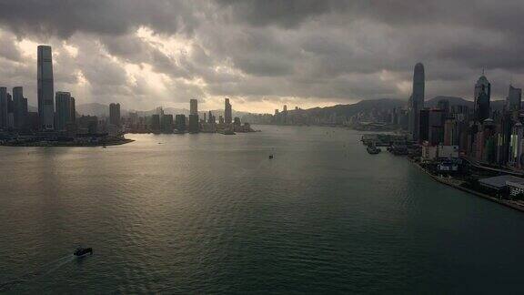 实时维多利亚港香港鸟瞰图