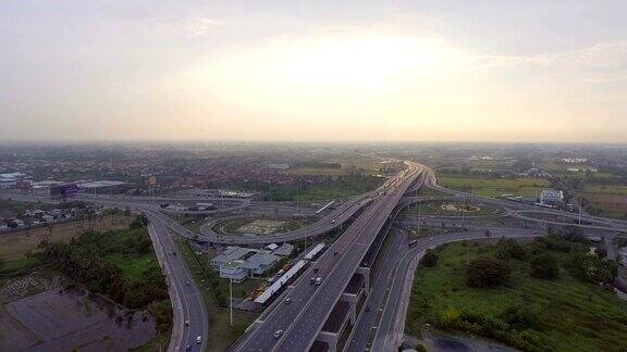 航拍画面:泰国曼谷的高速公路