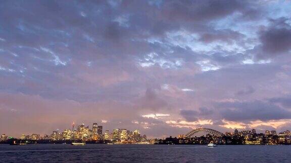 悉尼从白天到夜晚的时间流逝