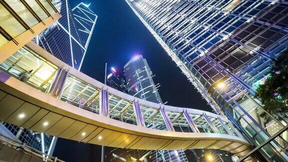匹配白天和夜晚:4K时间推移白天到夜晚的香港城市景观建筑与ProRes422HQ全尺寸4K
