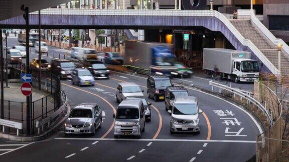 4K延时:高速公路高速公路交通东京日本