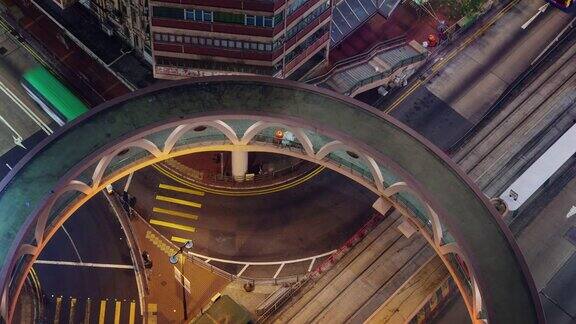 夜间灯光天桥道路从香港屋顶4k时间间隔