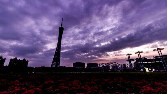 中国广州2014年11月23日:中国广州著名的广州塔和体育馆
