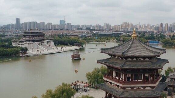 中国西安唐天堂鸟瞰图