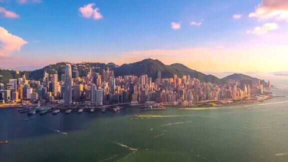 从香港鸟瞰图看4k时间间隔的香港城市景观