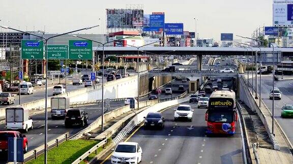 泰国曼谷交通堵塞的时间流逝