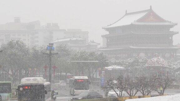 中国西安的雪城