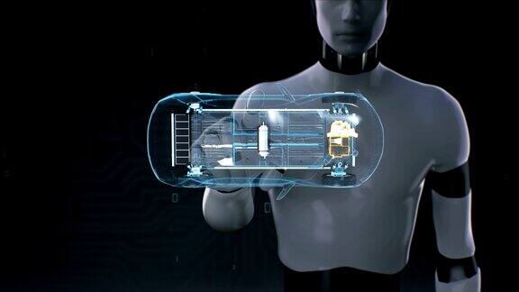 机器人、半机械人触摸电子离子电池回波车充电汽车电池电池电量检查未来车view.24k的电影